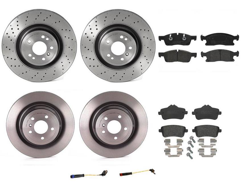 Mercedes Brakes Kit Pads & Rotors Front and Rear (350mm/330mm) (Low